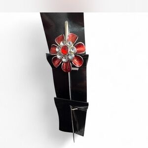 Red Flower book mark with Rhinestones